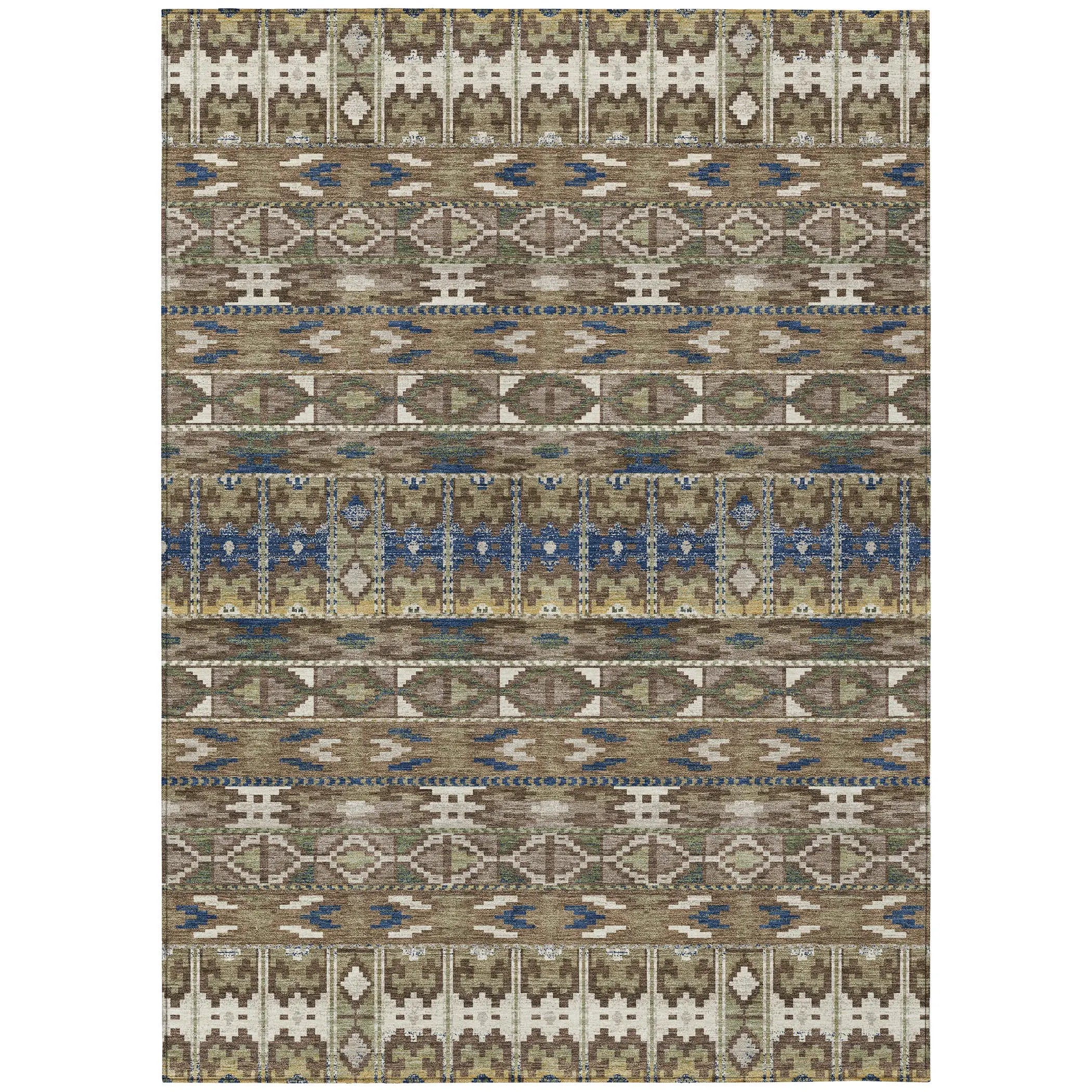 5' X 8' Brown And Taupe Geometric Washable Indoor Outdoor Area Rug Homeroots Outdoor